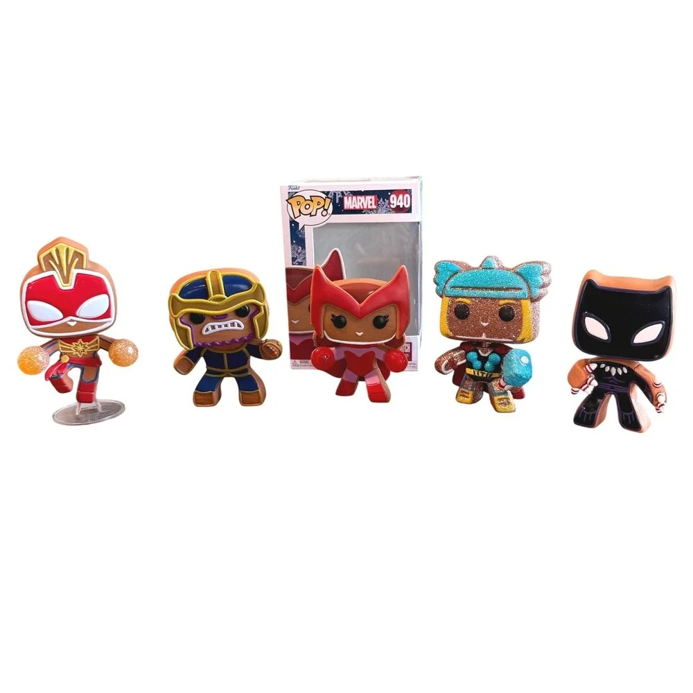 LOT Funko Pop Marvel Gingerbread Holiday Thor Thanos Scarlet Witch‎ Panther MCU